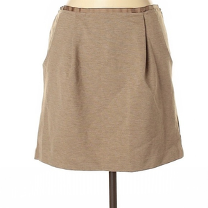 Banana Republic Factory 12 tan ribbon pleated A line above knee‎ pencil skirt